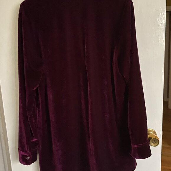 SOFT SURROUNDINGS Dark Purple Velvet Button Boyfriend Tunic Blouse Shirt - M - Picture 4 of 4